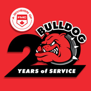 bulldog fire and security 20th anniversary logo